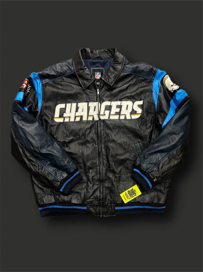 Thriftmarket Bomber NFL chargers pelle vintage tg XXL Thriftmarket
