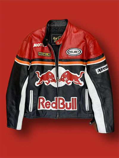 Thriftmarket Giubbotto moto Red Bull pelle vintage tg XL Thriftmarket