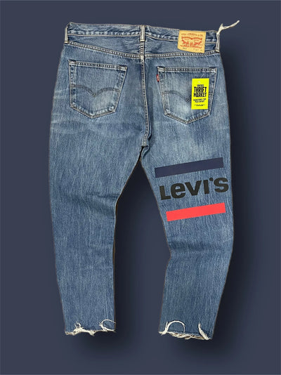 Thriftmarket Jeans levis 501 logo print vintage tg 36 cut Thriftmarket